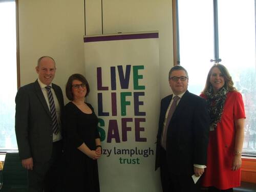 Sir Robert Buckland with Justin Tomlinson MP and The Suzy Lamplugh Trust