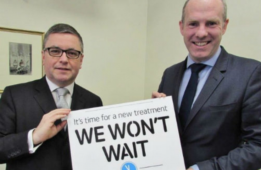 South Swindon MP Robert Buckland pictured with Justin Tomlinson MP pledging support during Parkinson's Awareness Week