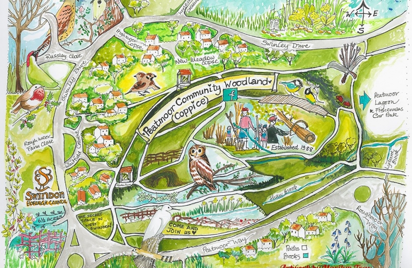 Peatmoor Community Woodland Map by Marilyn Trew