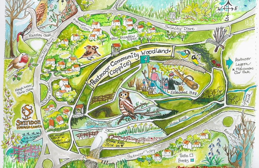 Peatmoor Community Woodland Map by Marilyn Trew