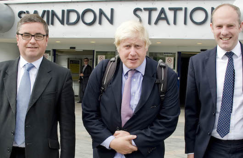 Robert with Justin Tomlinson and Boris Johnson