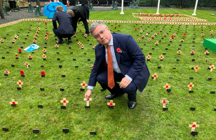 Sir Robert Buckland MP planted a cross representing South Swindon in Parliament's Constituency Garden of Remembrance.