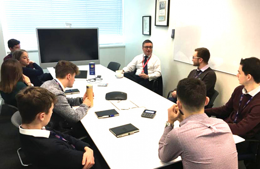 South Swindon MP Sir Robert Buckland With Apprentices At Nationwide