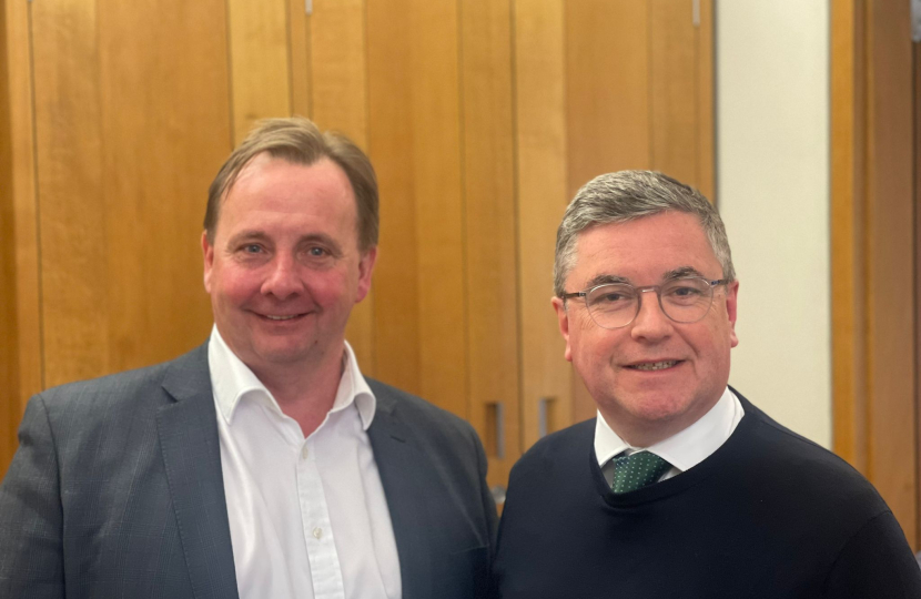 Sir Robert Buckland KBE KC MP pictured with Mountain Warehouse Founder and CEO Mark Neale