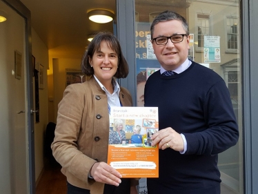 Robert Buckland MP pictured with Amelia Shaw from Beanstalk