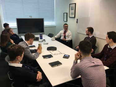 Robert Buckland MP pictured with apprentices at Nationwide in Swindon